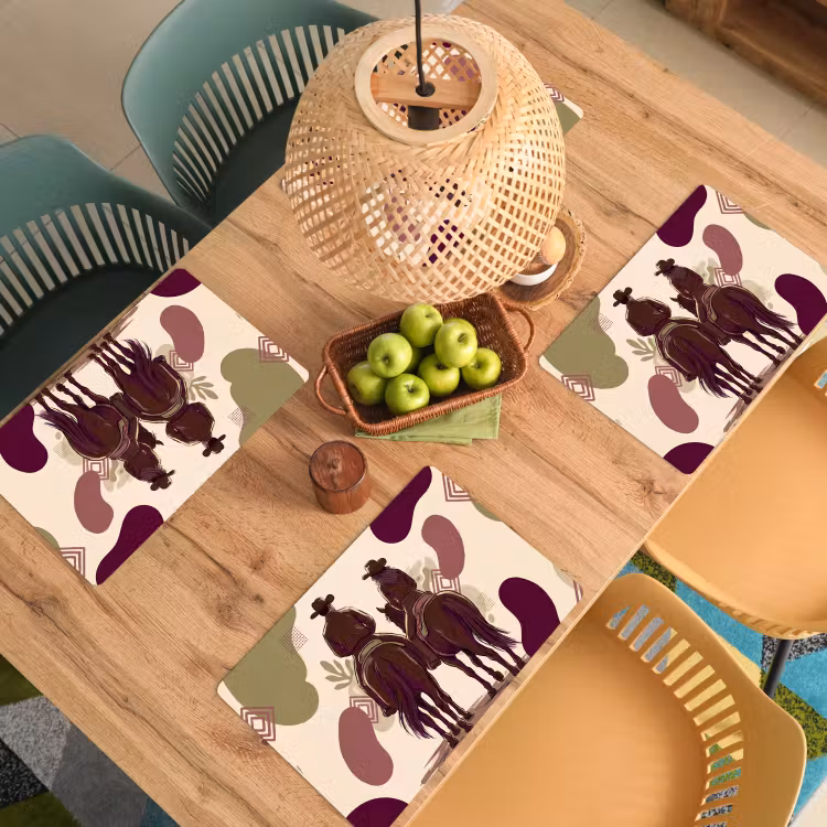 Mensen - Ruiters - Western - Illustratie - Bruin Placemat vinyl groot -zzsfeer5_Kitchenyeah-website