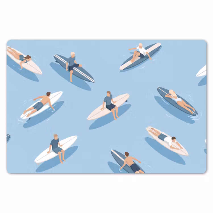 Mensen - Surfen - Water - Zomer - Illustratie Placemat vinyl groot -zzsfeer1_Kitchenyeah-website