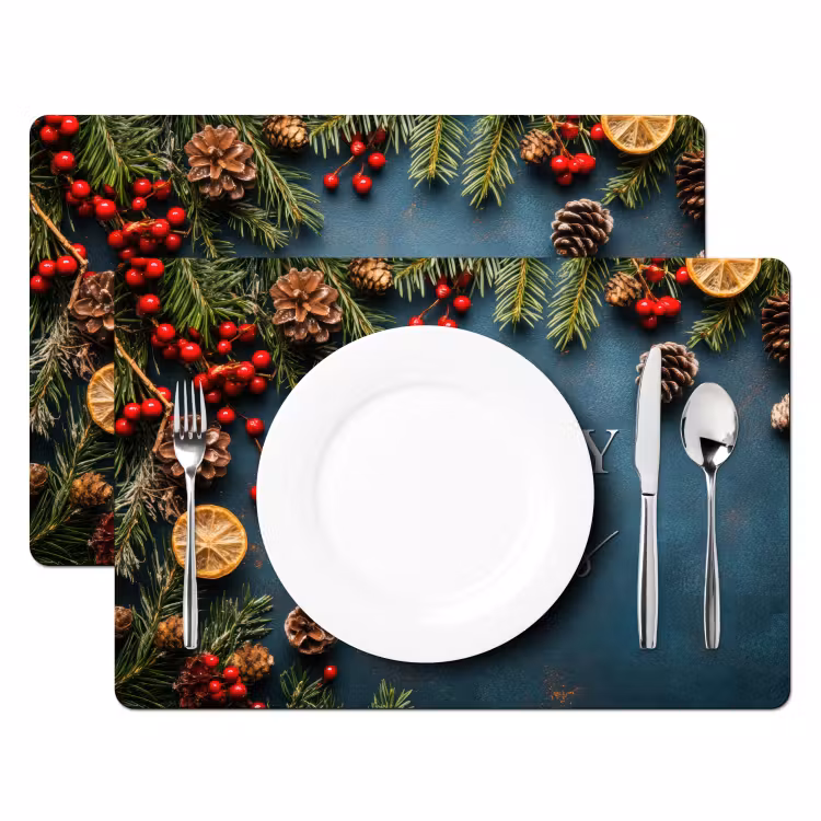 Merry Christmas - Blauw - Kerst - Winter Placemat vinyl groot -zzsfeer2_Kitchenyeah-website