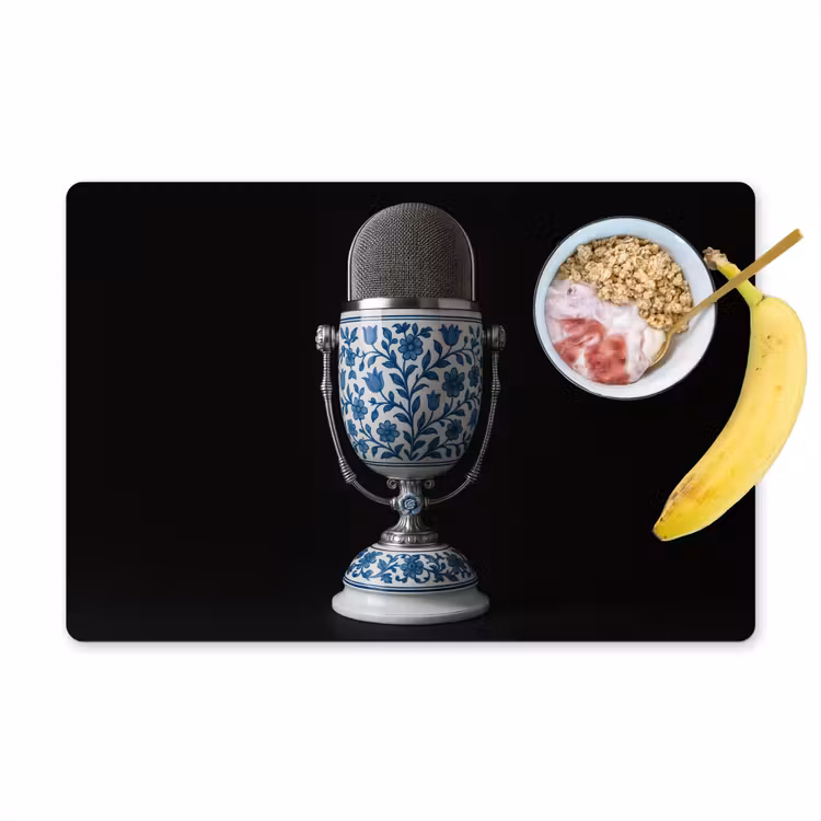Microfoon - Delfts blauw - Muziek Placemat vinyl groot -zzzproduct_Kitchenyeah-website