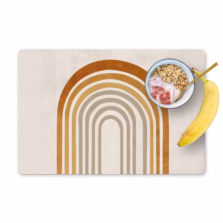 Minimalistisch - Boog - Lijnen - Beige Placemat vinyl groot -zzzproduct_Kitchenyeah-website