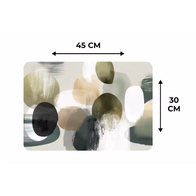 Minimalistisch - Cirkels - Penseelstreken - Beige Placemat vinyl groot -specs