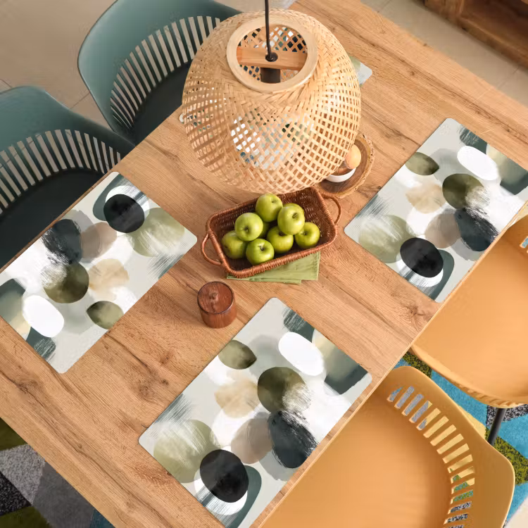 Minimalistisch - Cirkels - Penseelstreken - Beige Placemat vinyl groot -zzsfeer5_Kitchenyeah-website