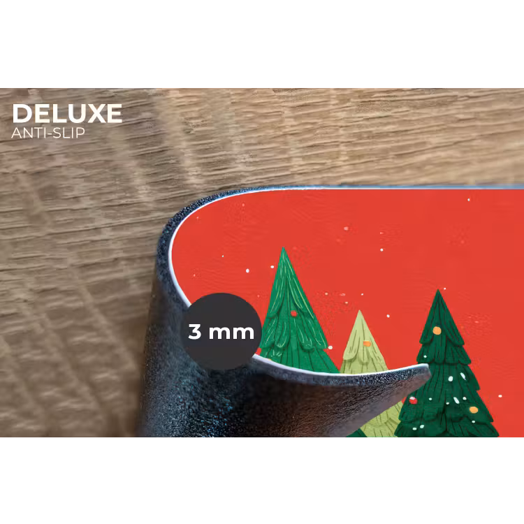 Minimalistisch - Kerstbomen - Rood - Sneeuw Placemat vinyl groot -closeup