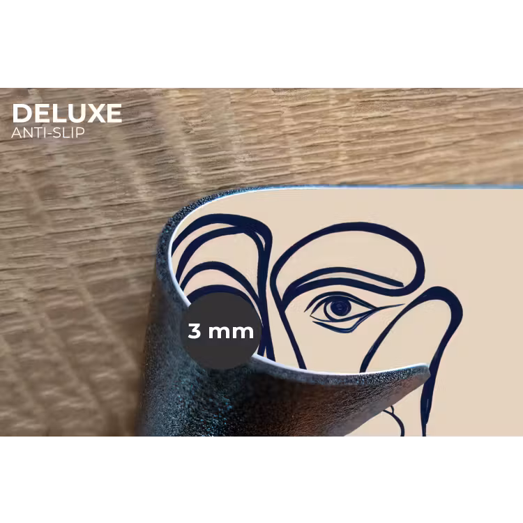 Minimalistisch - Lijnillustratie - Beige - Donkerblauw Placemat vinyl groot -closeup