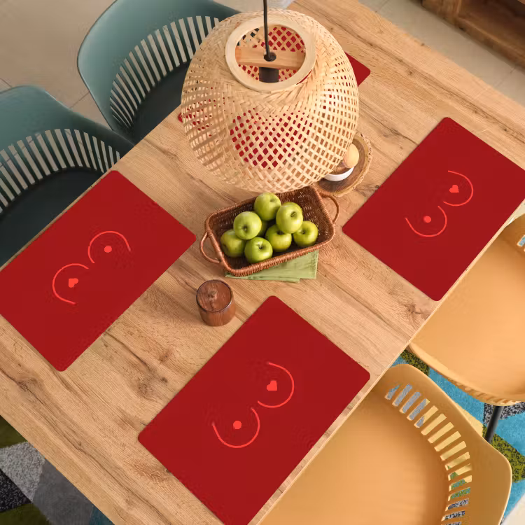 Minimalistisch - Lijnillustratie - Rood Placemat vinyl groot -zzsfeer5_Kitchenyeah-website