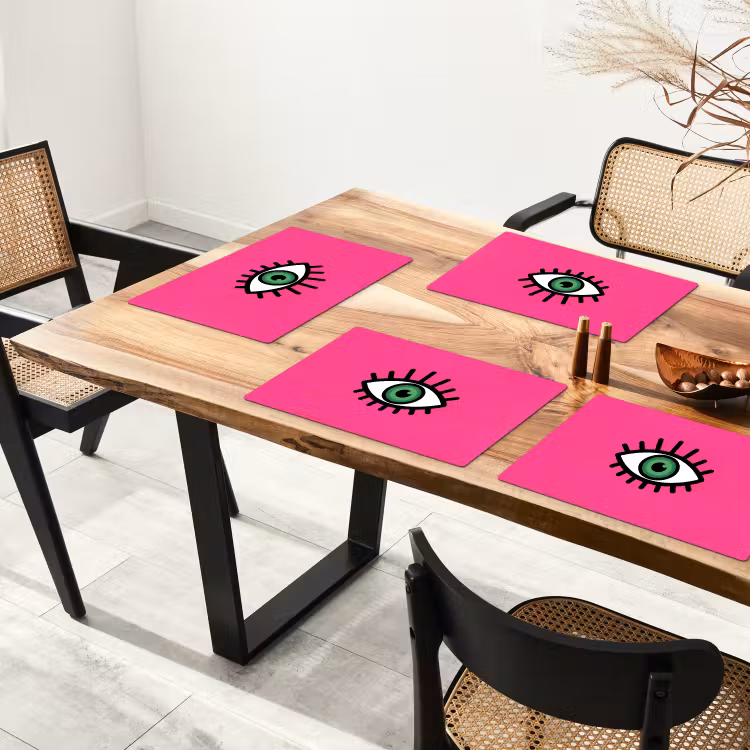 Minimalistisch - Oog - Roze Placemat vinyl groot -zzsfeer4_Kitchenyeah-website