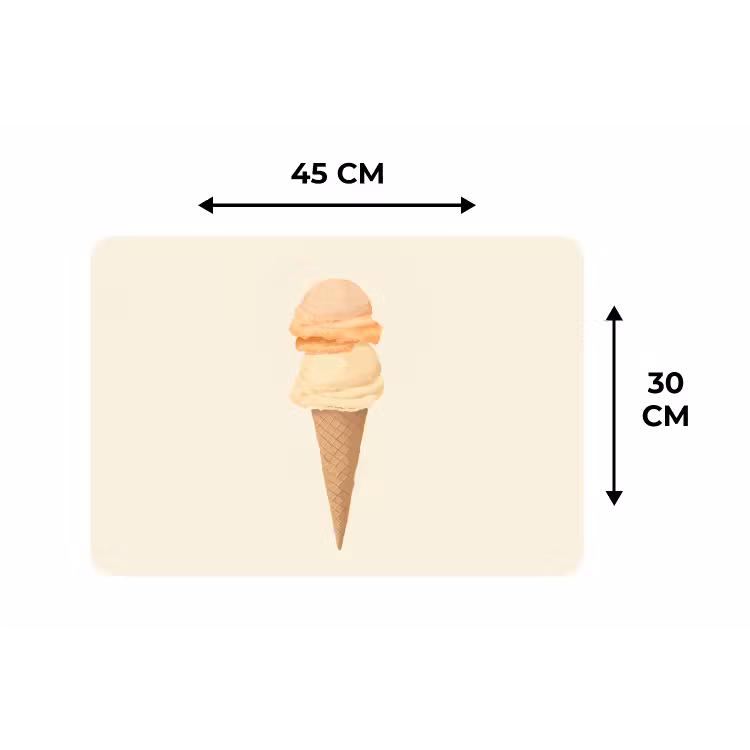 Minimalistisch - Schepijs - Hoorntje - Beige Placemat vinyl groot -specs