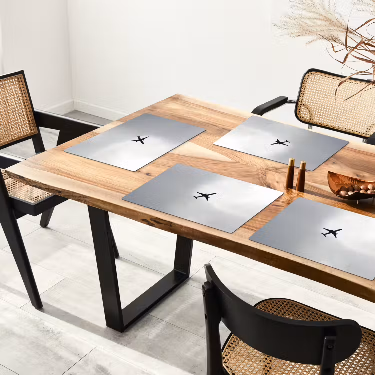 Minimalistisch - Silhouet - Zwart - Vliegtuig Placemat vinyl groot -zzsfeer4_Kitchenyeah-website