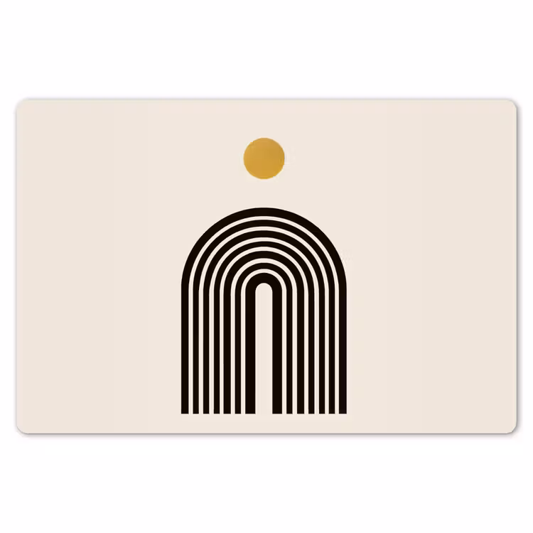 Minimalistisch - Zwarte boog - Gouden cirkel Placemat vinyl groot -zzsfeer1_Kitchenyeah-website