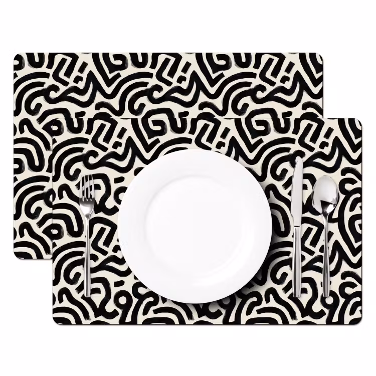 Modern - Abstract - Zwart Placemat vinyl groot 368 -zzsfeer2_Kitchenyeah-website
