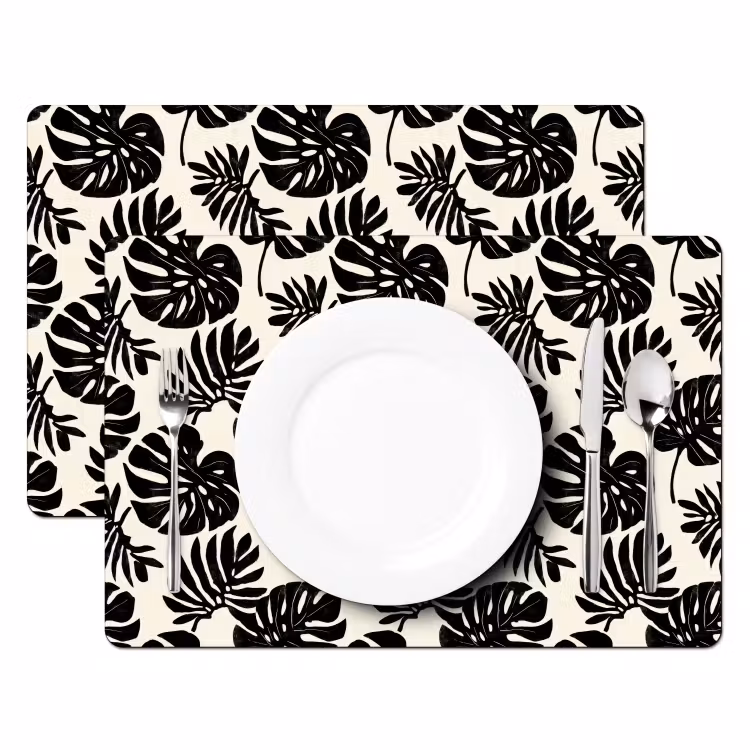 Modern - Monstera - Zwart Placemat vinyl groot 368 -zzsfeer2_Kitchenyeah-website