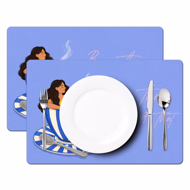 Mok - Koffie - Vrouw - Paars Placemat vinyl groot -zzsfeer2_Kitchenyeah-website