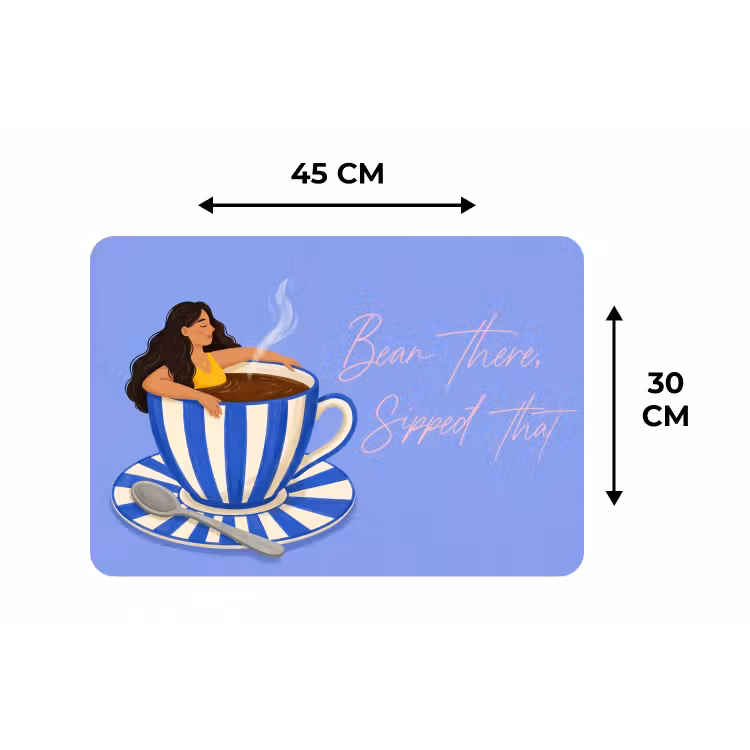 Mok - Koffie - Vrouw - Paars Placemat vinyl groot -specs