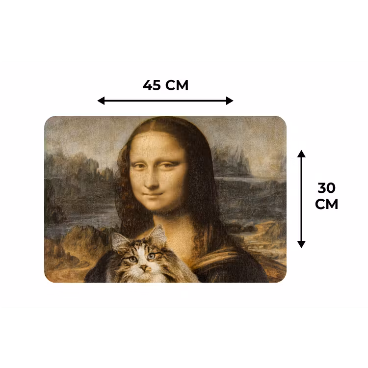 Mona Lisa - Kat - Leonardo da Vinci - Vintage - Kunstwerk - Oude meesters - Schilderij Placemat vinyl groot -specs