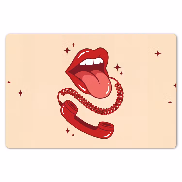 Mond - Telefoon - Popart - Rood - Illustratie Placemat vinyl groot -zzsfeer1_Kitchenyeah-website
