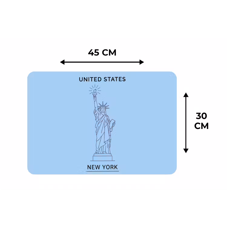 Monument - Vrijheidsbeeld - New York - Minimalistisch - Blauw Placemat vinyl groot -specs
