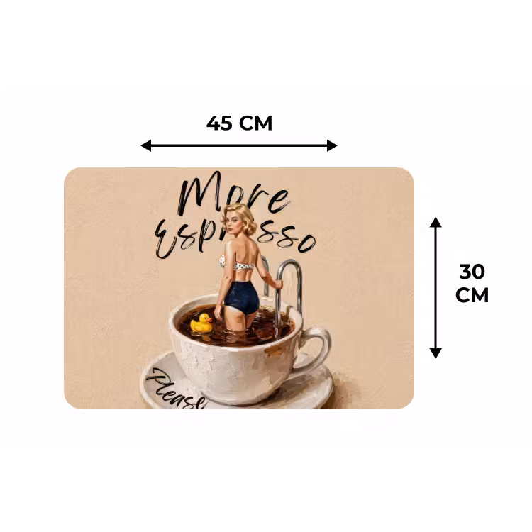More espresso - Koffie - Eend Placemat vinyl groot -specs