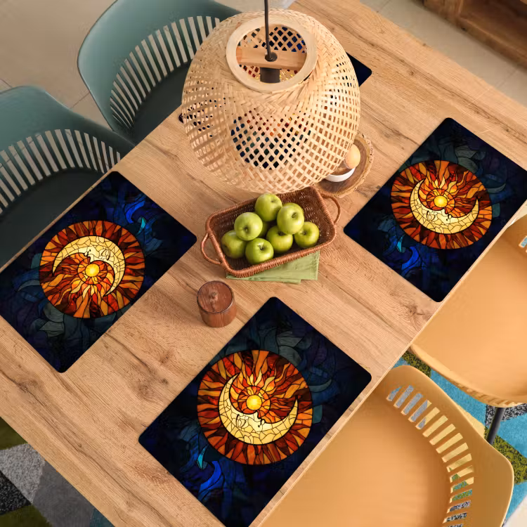 Mozaïek - Glas - Maan - Donkerblauw Placemat vinyl groot -zzsfeer5_Kitchenyeah-website