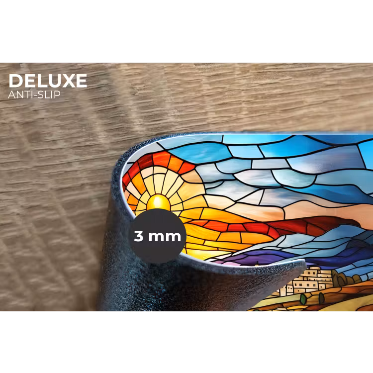 Mozaïek - Zon - Landschap - Dorp Placemat vinyl groot -closeup