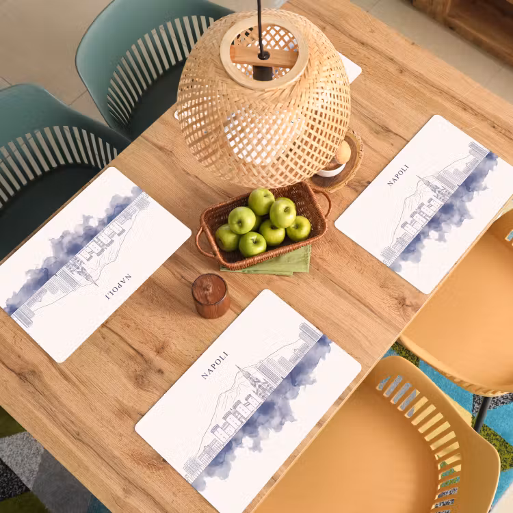 Napels - Skyline - Italie - Lijntekening - Aquarel Placemat vinyl groot -zzsfeer5_Kitchenyeah-website