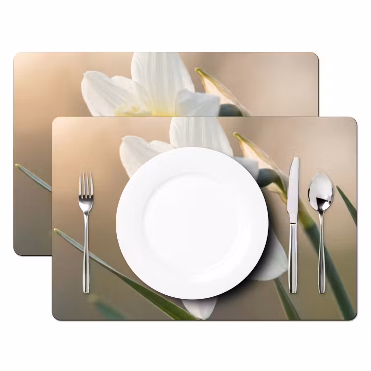 Narcis - Bloem - Minimalistisch Placemat vinyl groot -zzsfeer2_Kitchenyeah-website
