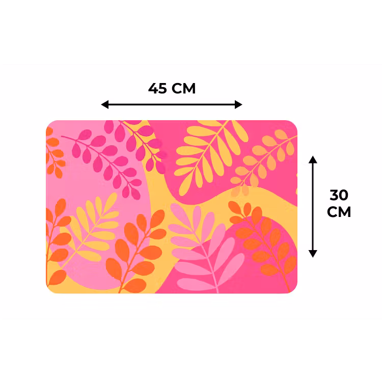 Natuur - Bladeren - Abstract - Roze - Geel Placemat vinyl groot -specs