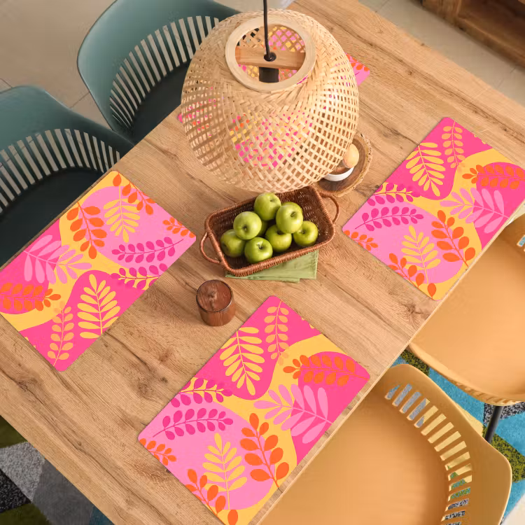 Natuur - Bladeren - Abstract - Roze - Geel Placemat vinyl groot -zzsfeer5_Kitchenyeah-website