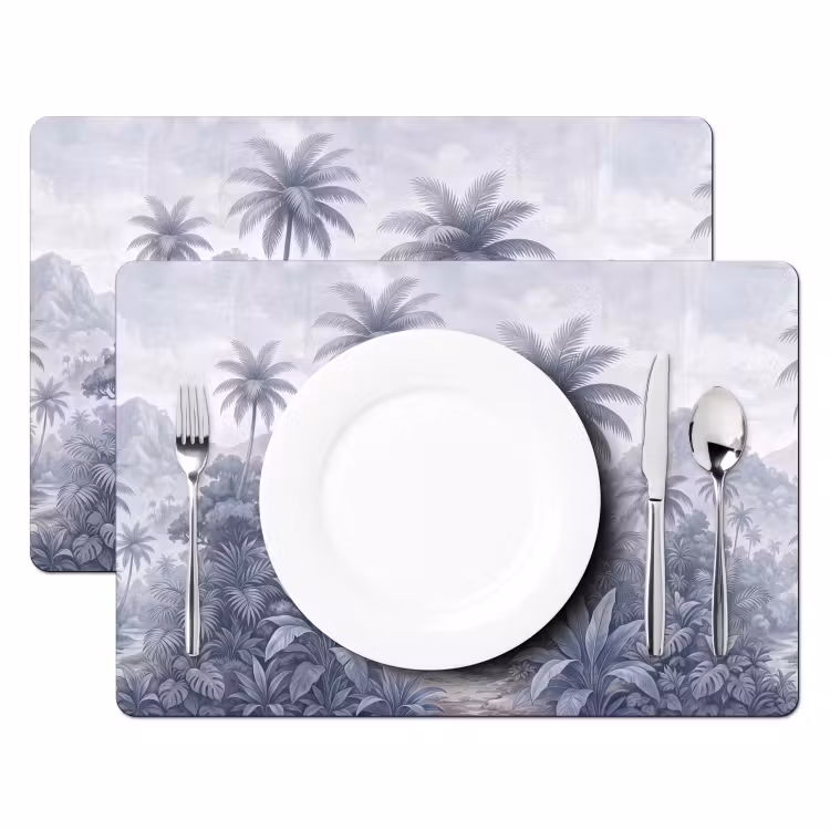 Natuur - Boom - Tropisch - Landschap - Blauw Placemat vinyl groot -zzsfeer2_Kitchenyeah-website