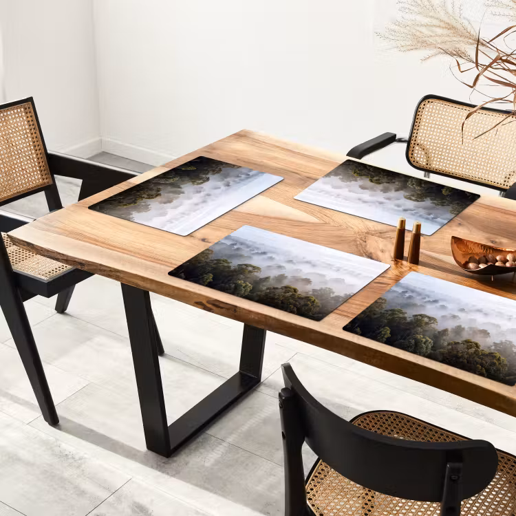 Natuur - Mist - Bos - Ochtend - Goud Placemat vinyl groot -zzsfeer4_Kitchenyeah-website