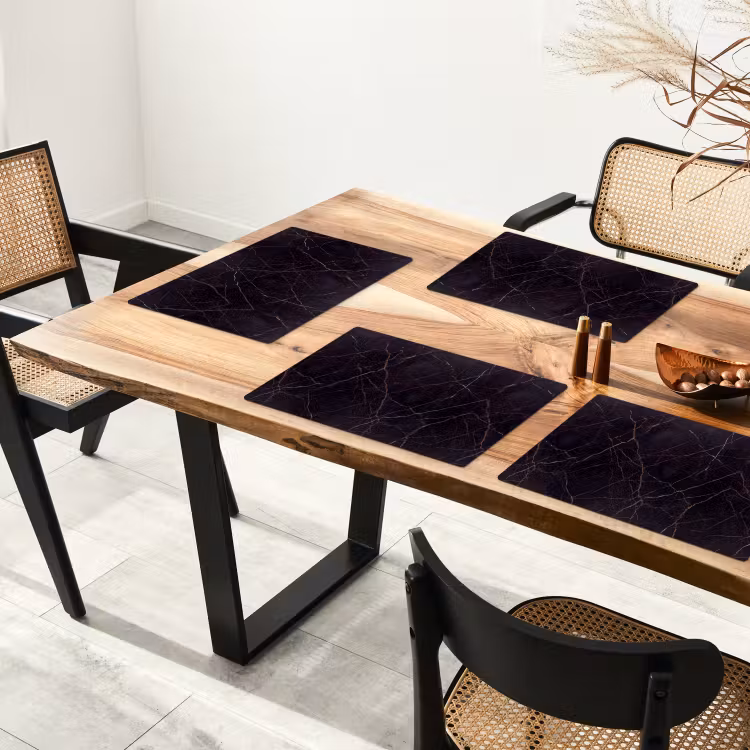Natuursteen - Marmerpatroon - Abstract - Modern - Zwart - Goud Placemat vinyl groot -zzsfeer4_Kitchenyeah-website