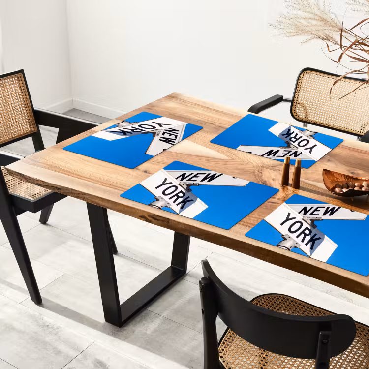 New York - Straatbord - Stad - Urban - Blauw Placemat vinyl groot -zzsfeer4_Kitchenyeah-website
