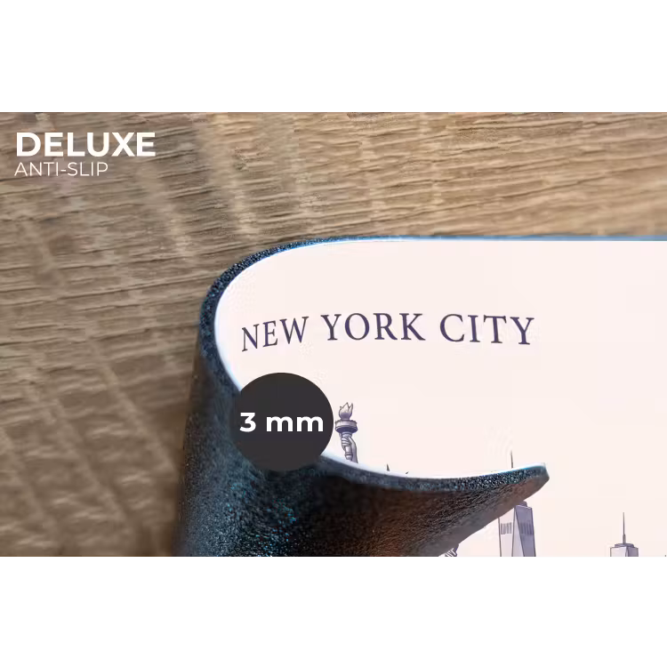 New York - Vrijheidsbeeld - Skyline - Illustratie - Blauw Placemat vinyl groot -closeup