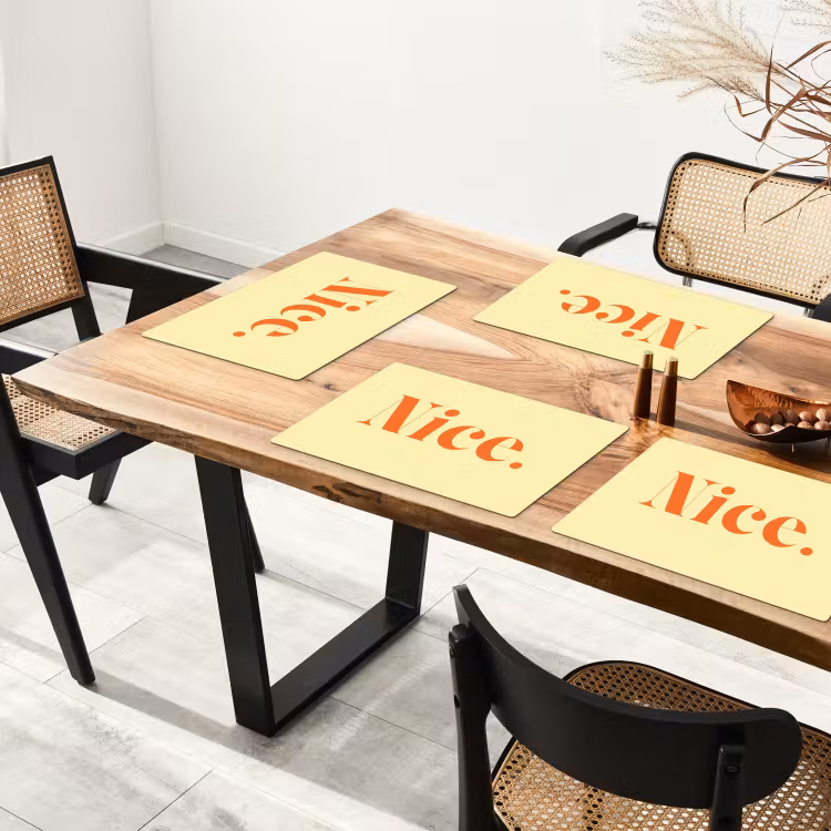 Nice - Oranje - Geel - Minimalistisch Placemat vinyl groot -zzsfeer4_Kitchenyeah-website