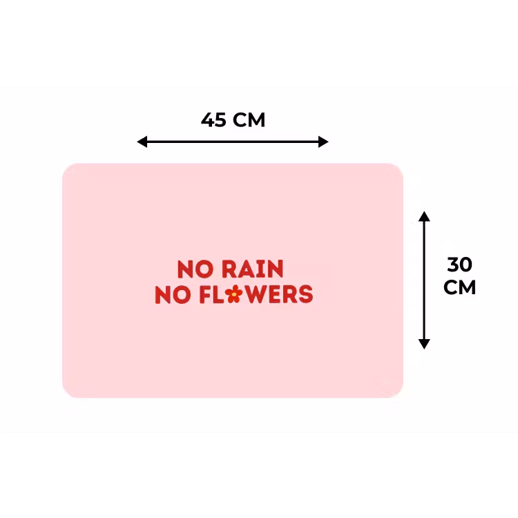 No rain no flowers - Minimalistisch - Roze - Bloem Placemat vinyl groot -specs