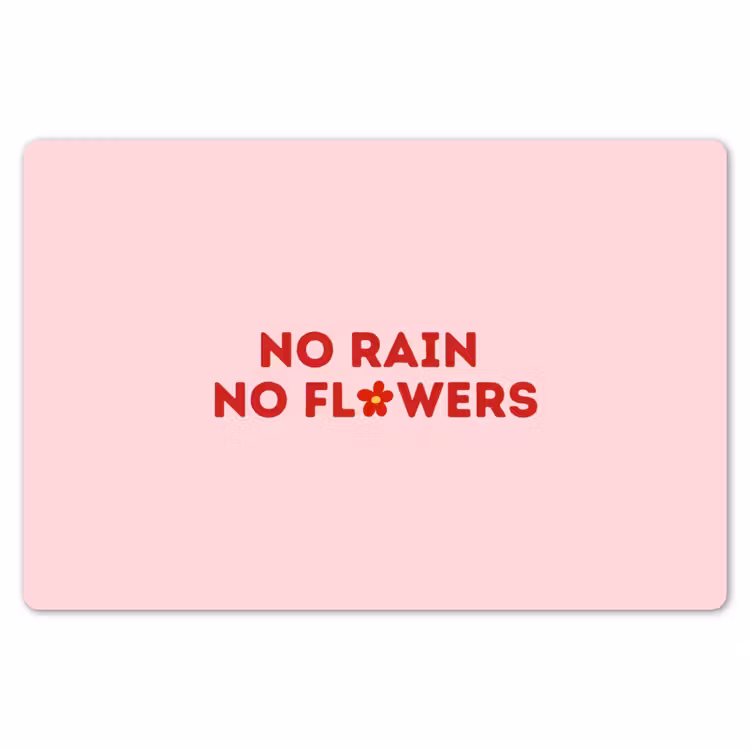 No rain no flowers - Minimalistisch - Roze - Bloem Placemat vinyl groot -zzsfeer1_Kitchenyeah-website