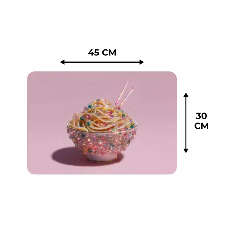 Noodles - Edelstenen - Stokjes - Roze Placemat vinyl groot -specs
