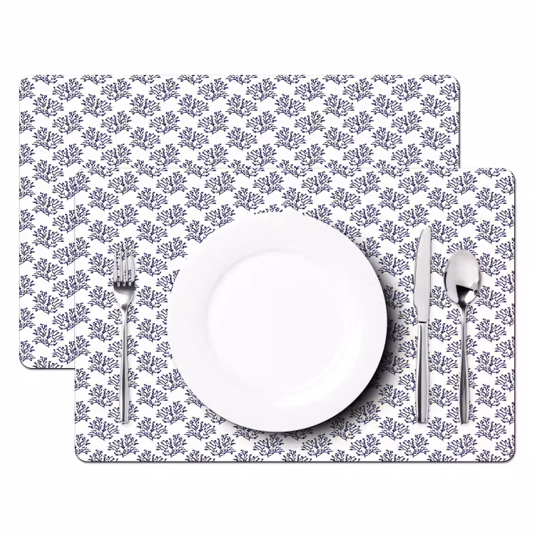 Oceaan - Koraal - Blauw - Wit Placemat vinyl groot 368 -zzsfeer2_Kitchenyeah-website