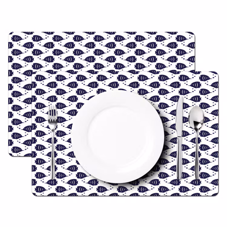 Oceaan - Vis - Blauw - Wit Placemat vinyl groot 368 -zzsfeer2_Kitchenyeah-website