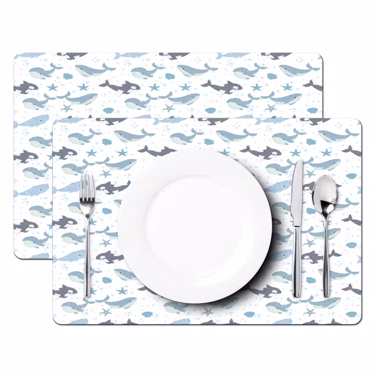 Oceaan - Walvis - Orka - Blauw Placemat vinyl groot 368 -zzsfeer2_Kitchenyeah-website
