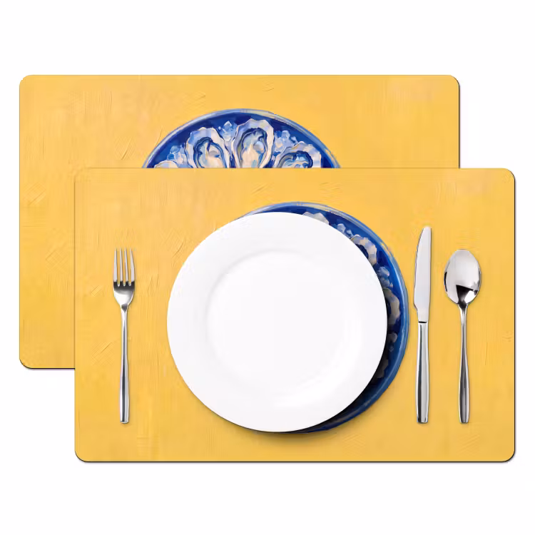 Oesters - Citroen - IJs - Modern - Geel Placemat vinyl groot -zzsfeer2_Kitchenyeah-website