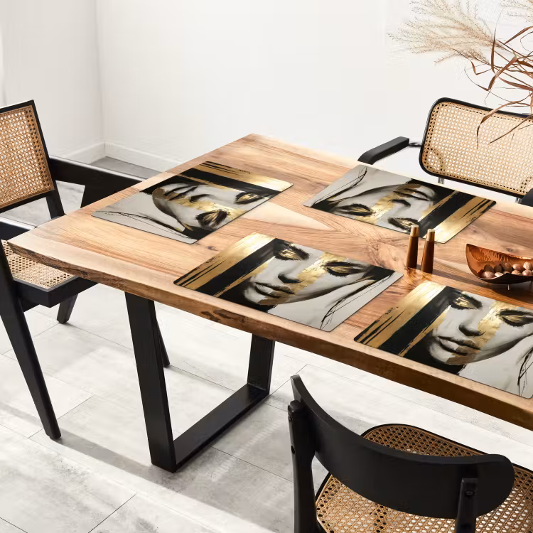 Ogen - Gezicht - Goud - Strepen Placemat vinyl groot -zzsfeer4_Kitchenyeah-website