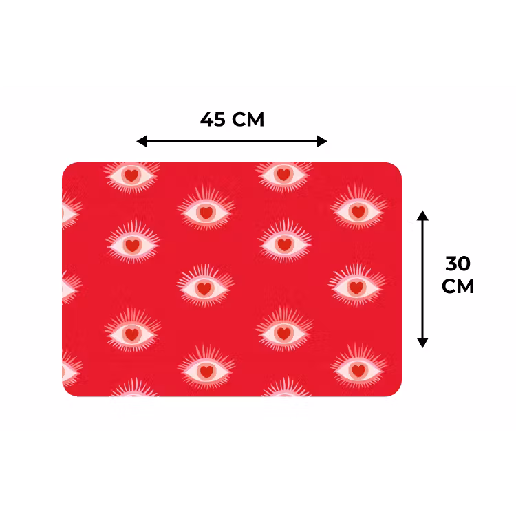 Ogen - Hart - Abstract - Rood - Roze Placemat vinyl groot 368 -specs