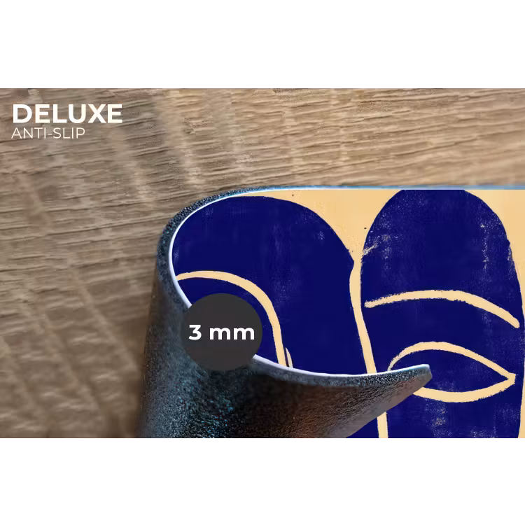 Okergeel - Blauw - Eenvoudige lijnen Placemat vinyl groot -closeup