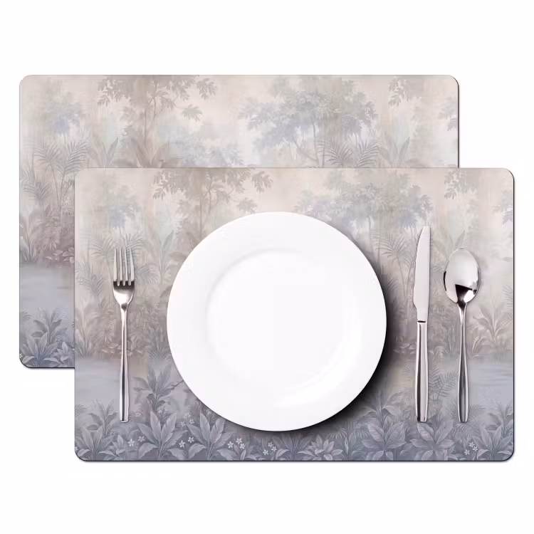 Olifant - Familie - Jungle - Illustratie - Grijs Placemat vinyl groot -zzsfeer2_Kitchenyeah-website