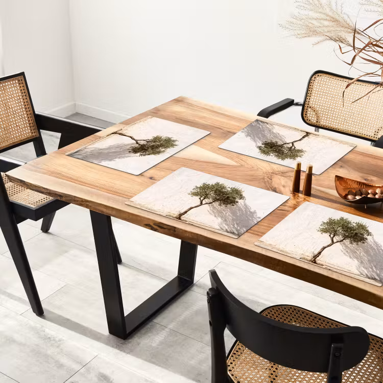 Placemat - 6 stuks - Olijfboom - muur - wit - Olijfboom - muur - wit Placemat vinyl groot