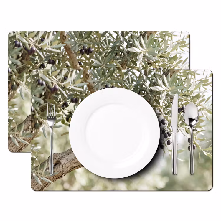 Placemat - 6 stuks - Olijfboom - tak - groen - Olijfboom - tak - groen Placemat vinyl groot