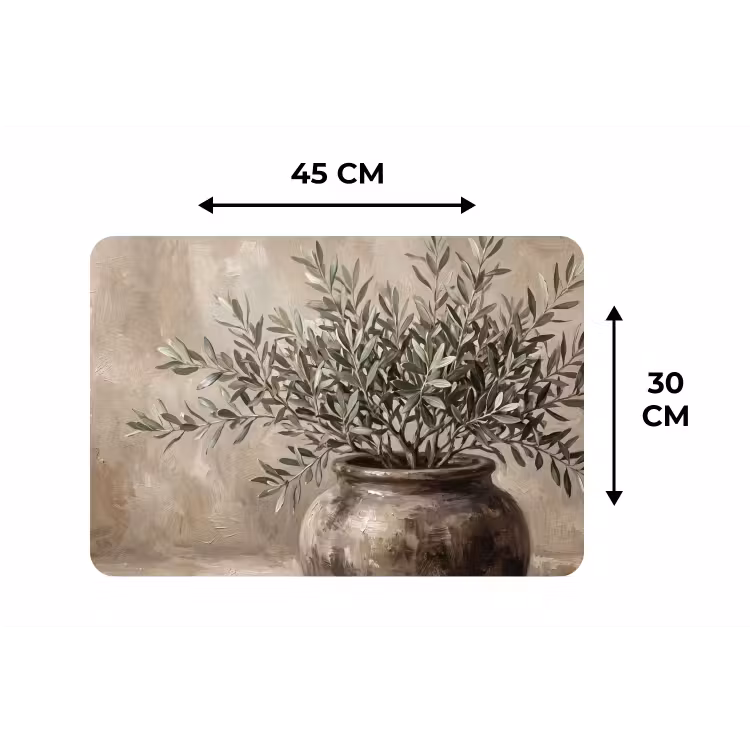 Olijfplant - Aardenpot - Abstract - Beige Placemat vinyl groot -specs