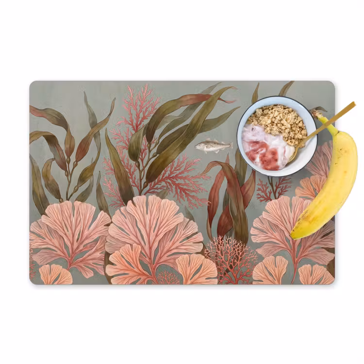 Onderwater - Planten - Vis - Vintage - Groen Placemat vinyl groot -zzzproduct_Kitchenyeah-website