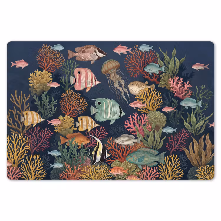 Onderwaterwereld - Vissen - Koraal - Illustratie - Kleurrijk Placemat vinyl groot -zzsfeer1_Kitchenyeah-website
